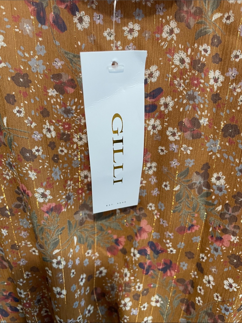 Gilli Pink and Rust Floral Ruffle Dress - Picture 6 of 6